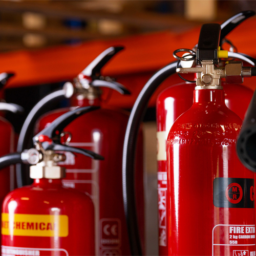 Fire extinguishers ready for training