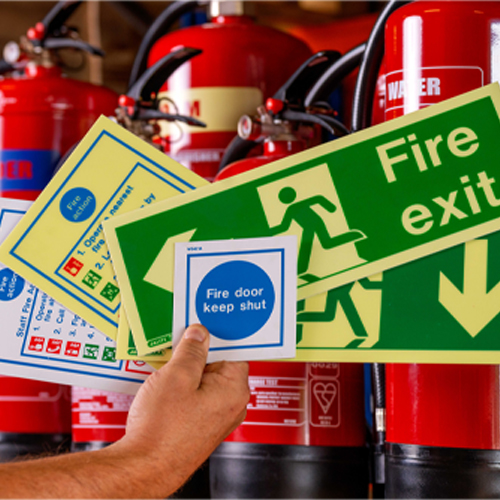 Various fire and safety signs